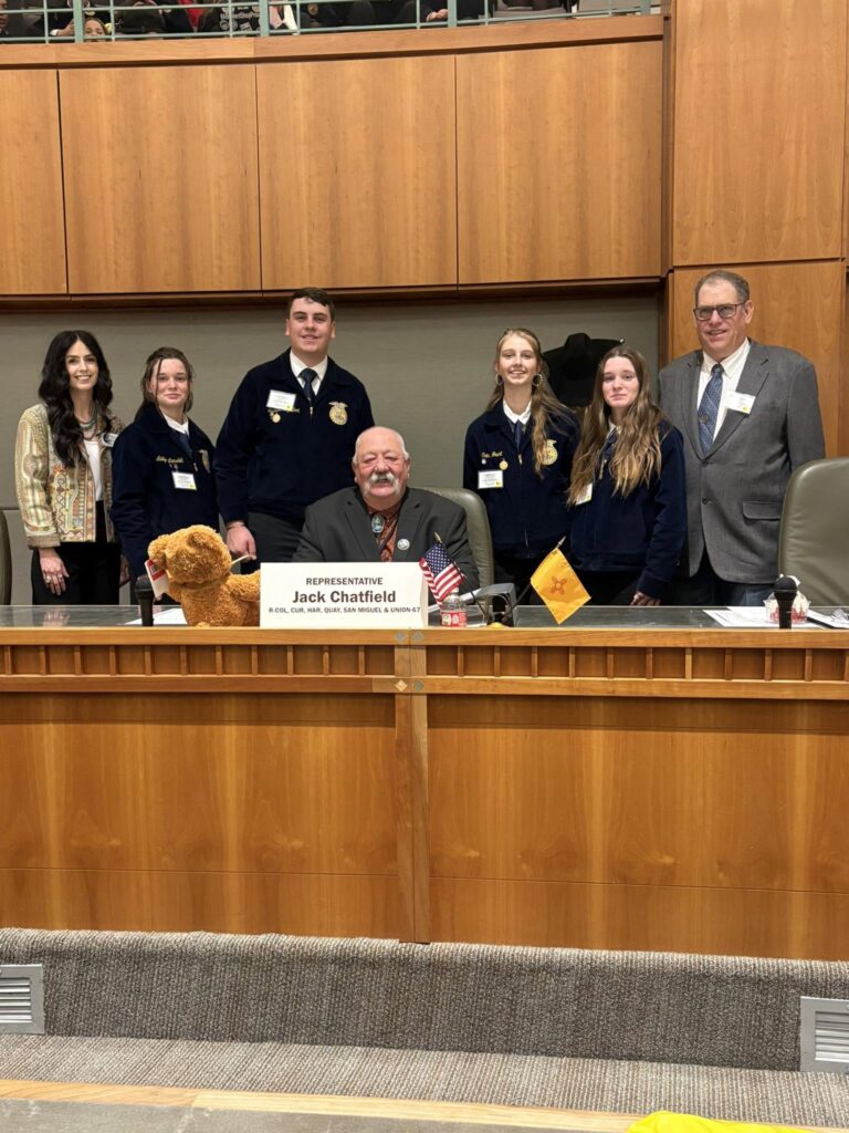 Jack Chatfield with FFA students at the State Capitol
